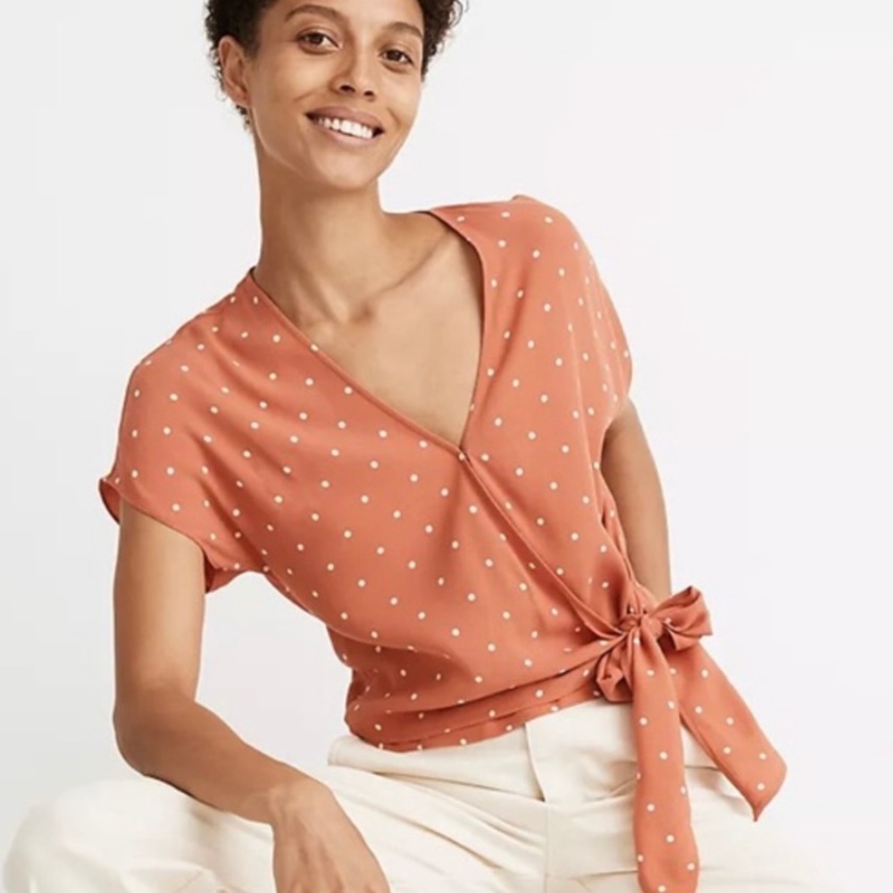 Madewell polka dot wrap top Small